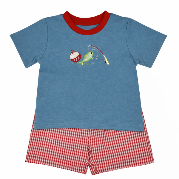 Fishling Ruffle Ishtex Textiles Appliquéd Fishing Lure Boy Short Set - Ruffle Me This
