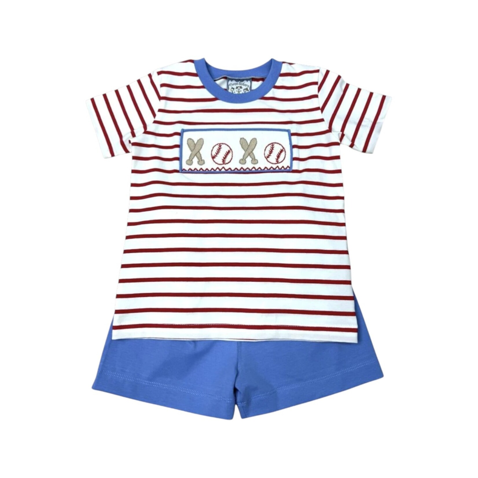 Three Sisters Baseball Smocked Boy Short Set