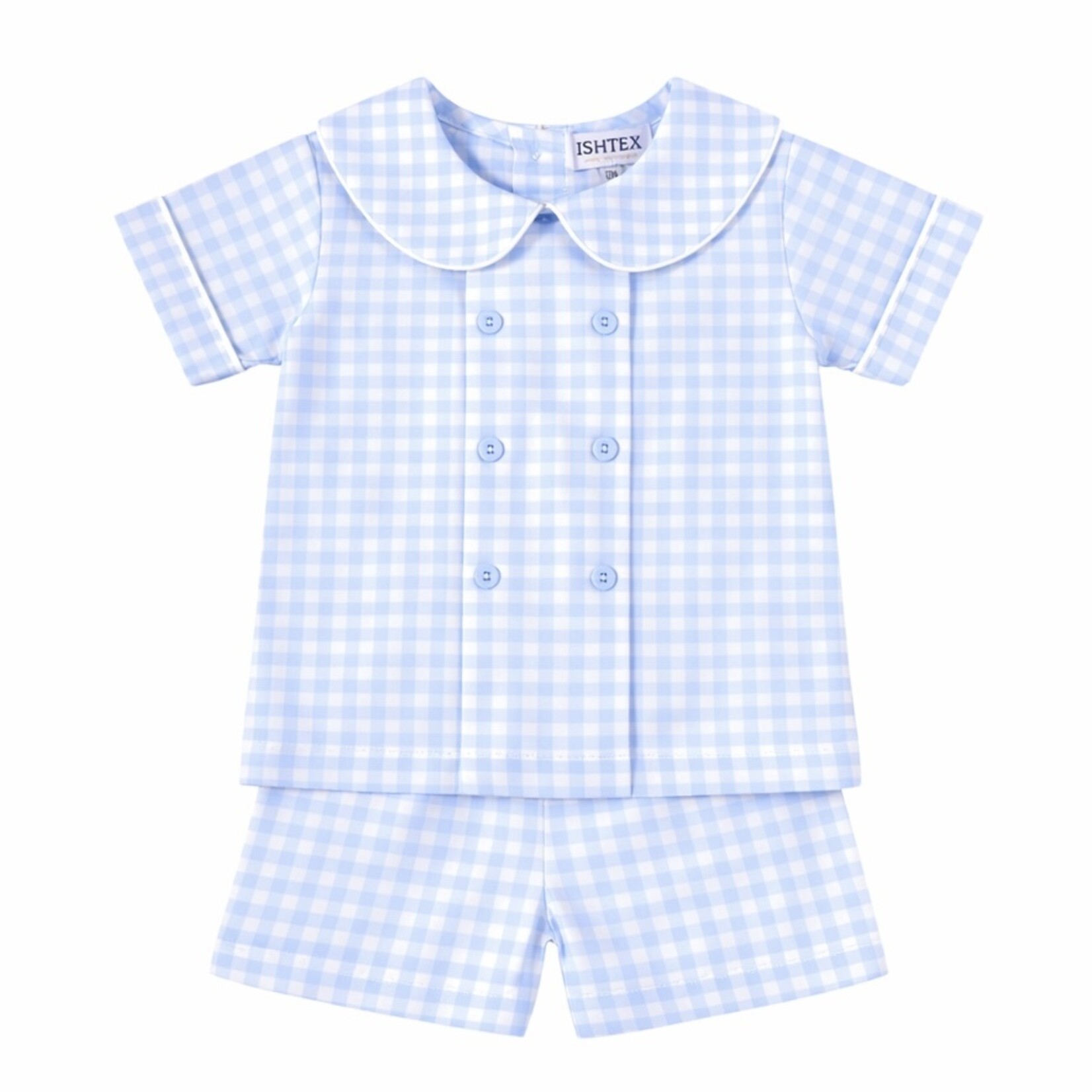 Ishtex Blue Gingham Boys Short Set