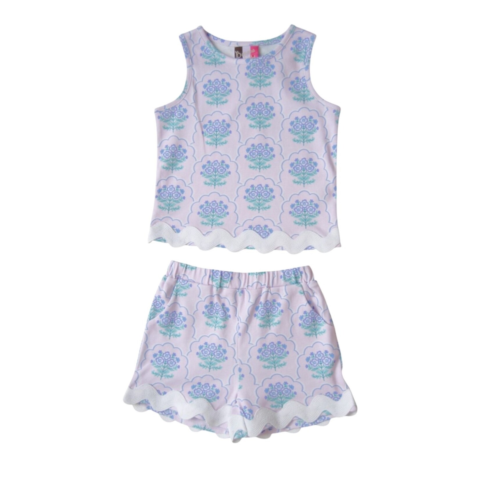 Banana Split Fancy Floral Ric Rac Short Set