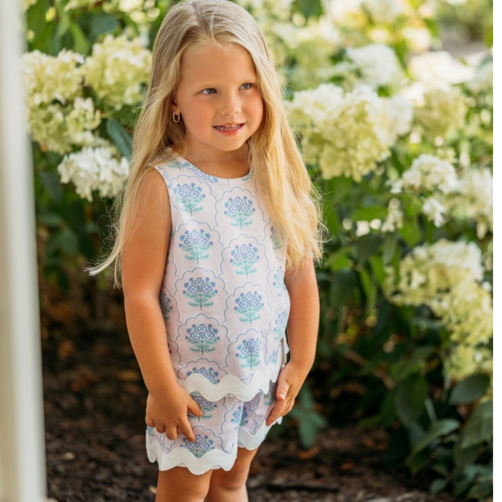 Banana Split Fancy Floral Ric Rac Short Set