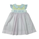 Banana Split Jesus Loves Me Smocked Dress