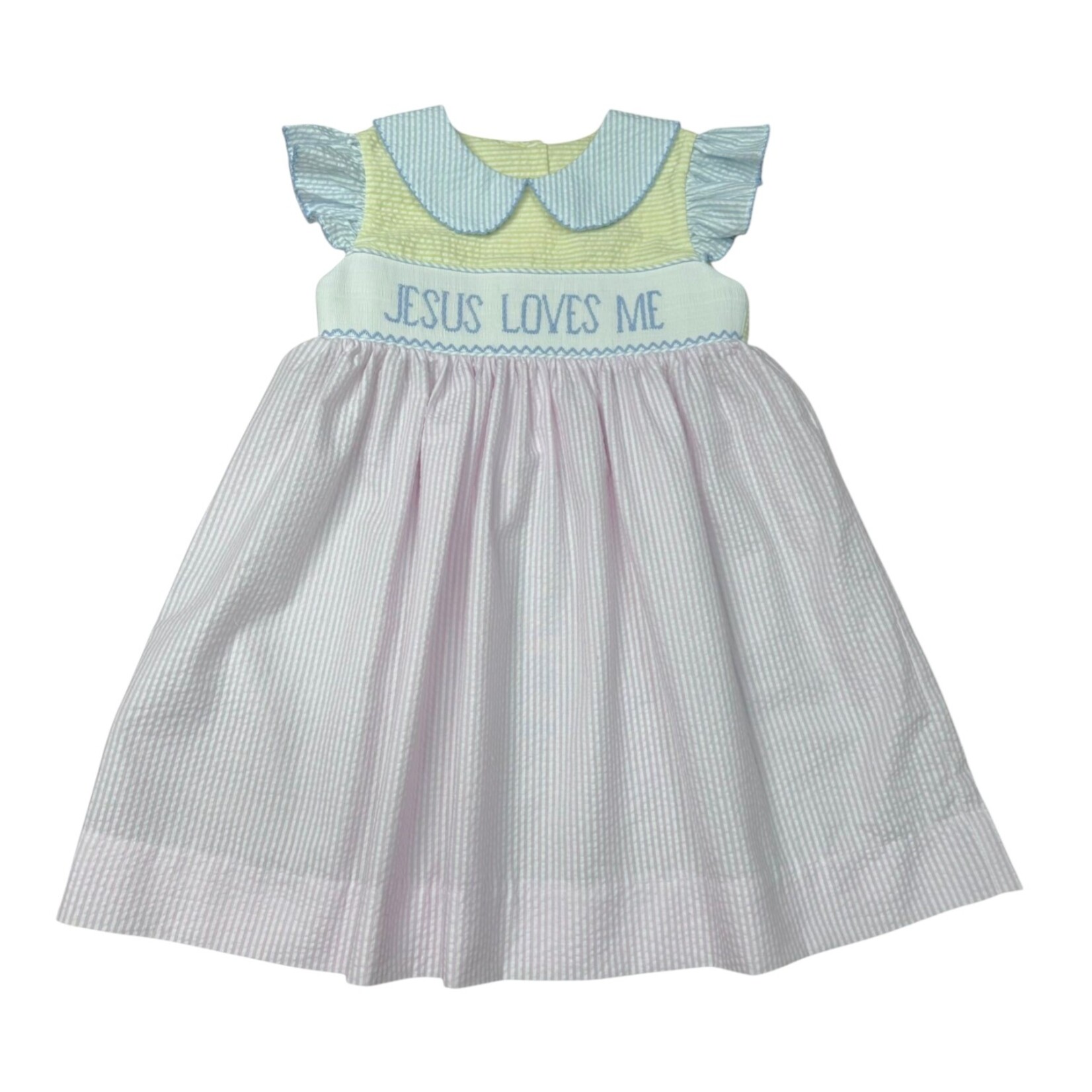 Banana Split Jesus Loves Me Smocked Dress