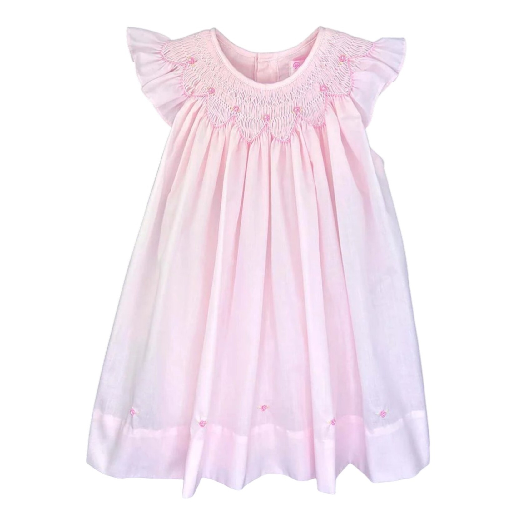 Petit Ami Pink Scallop Smocked Dress