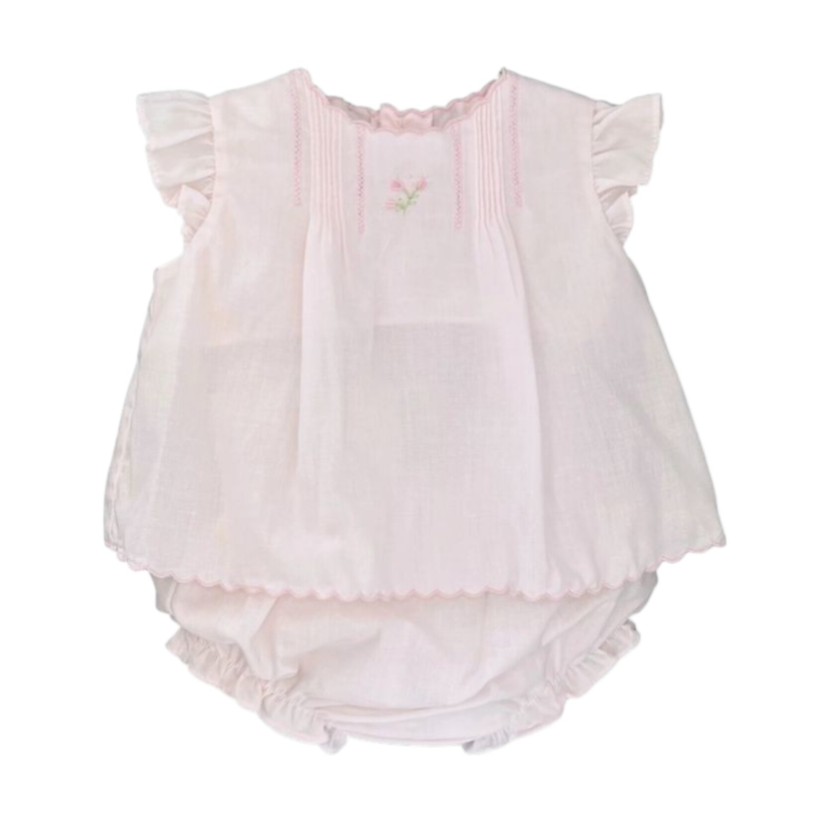 Petit Ami Pink Pleated NB Diaper Set