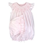 Petit Ami Pink Scallop Smocked Bubble Set