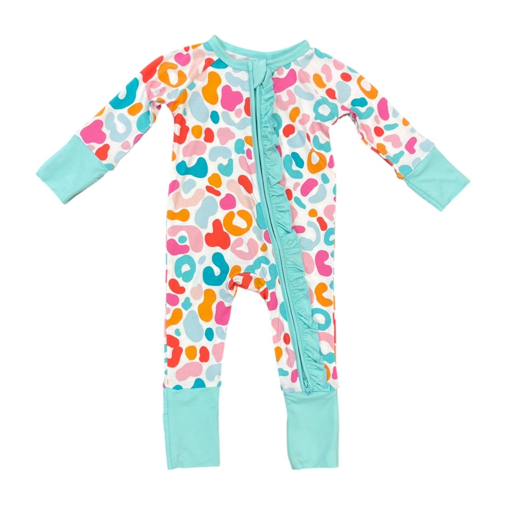 Twinkling Star Colorful Leopard Bamboo Ruffle Zippy