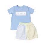 Banana Split Jesus Loves Me Smocked Boy Short Set