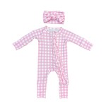 Twinkling Star Pink Gingham NB Bamboo Zippy Set