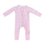 Twinkling Star Pink Gingham Ruffle Bamboo Zippy Romper