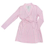 Twinkling Star Pink Gingham Bamboo Maternity Robe