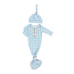 Twinkling Star Blue Gingham NB Knotted Bamboo Gown Set