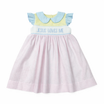 Banana Split Jesus Loves Me Smocked Dress