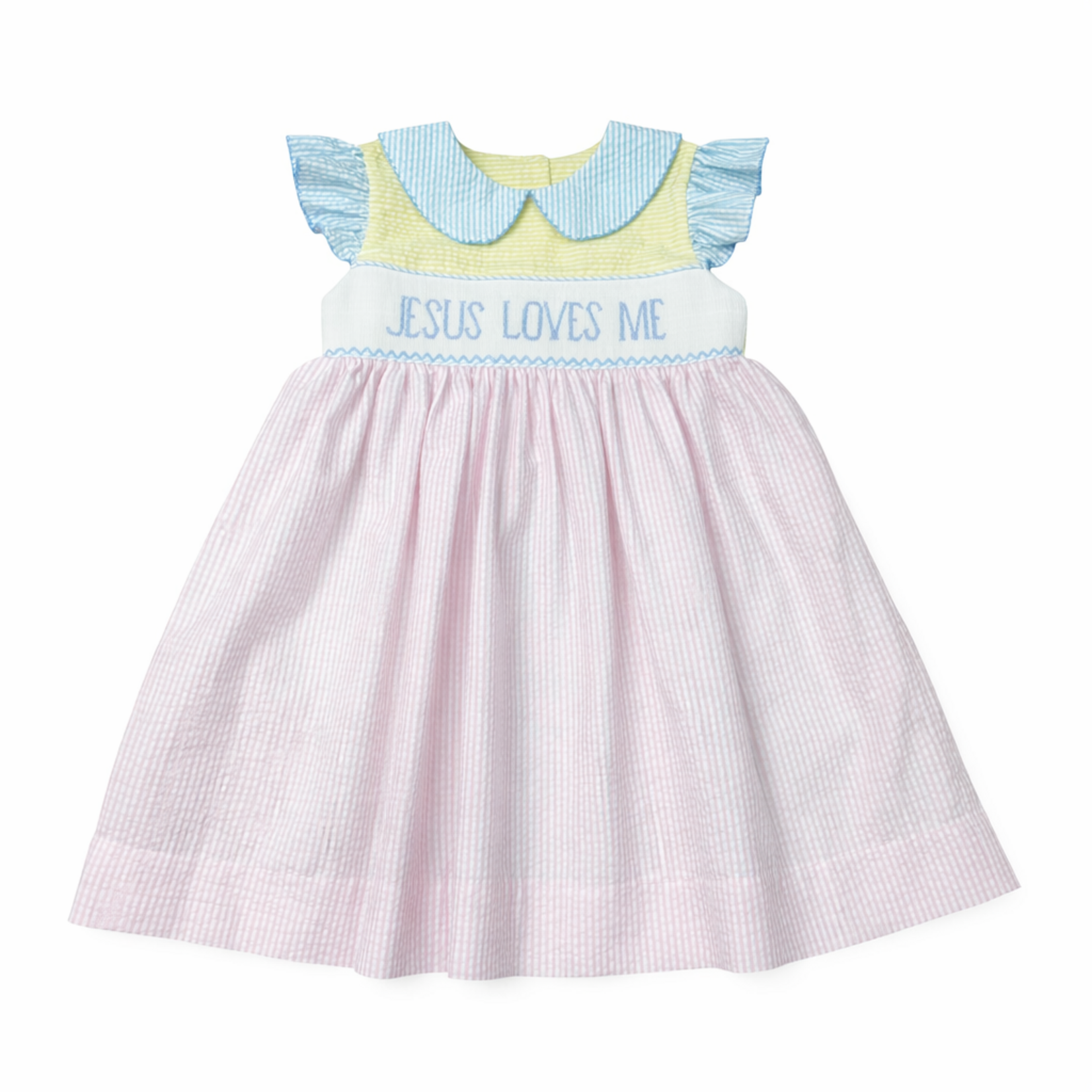 Banana Split Jesus Loves Me Smocked Dress