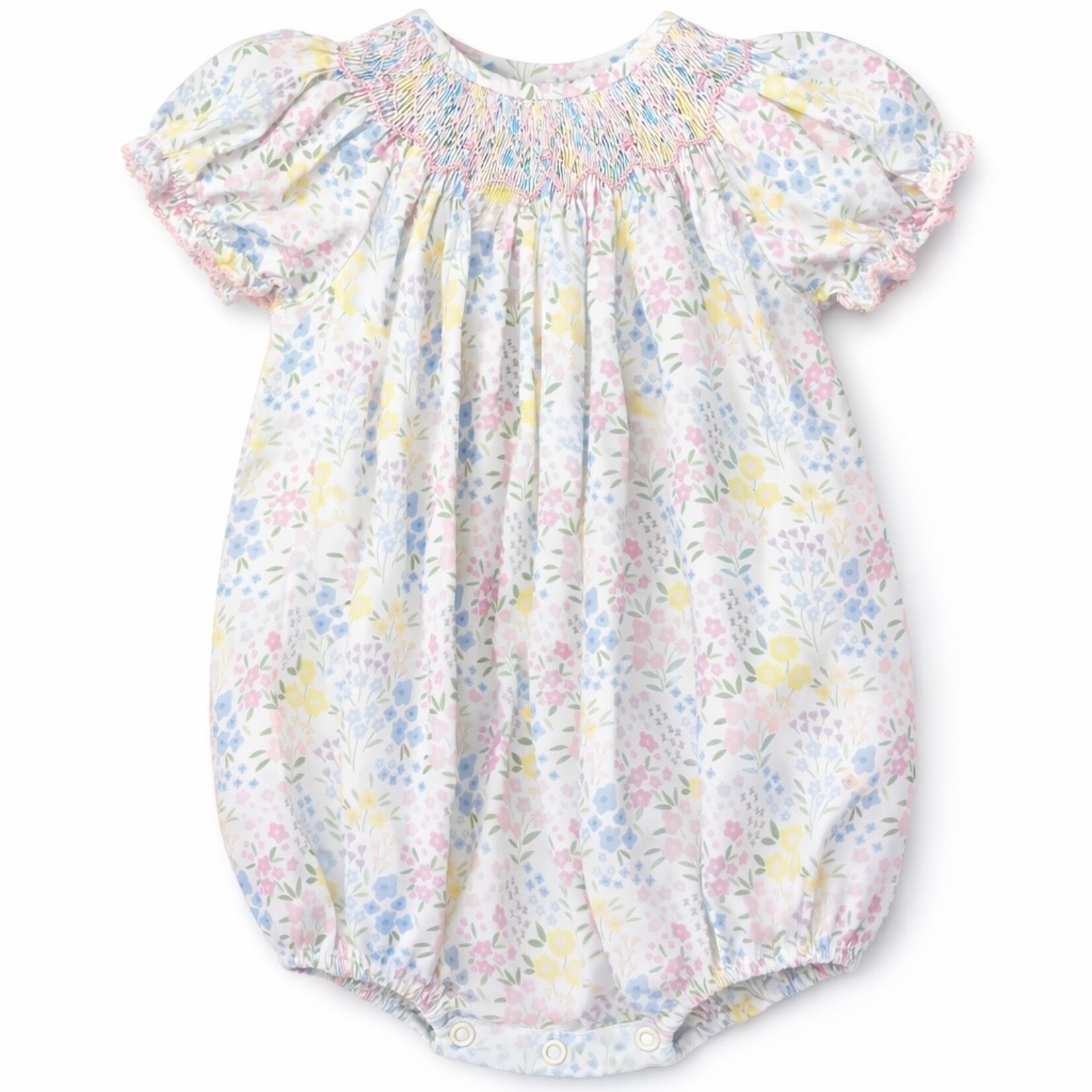 Charming Little One Pastel Floral Smocked Zoey Bubble