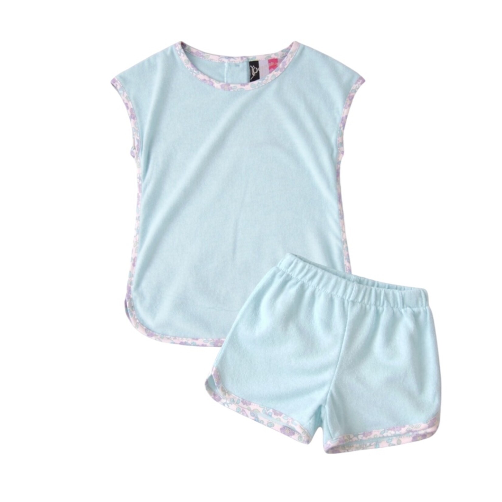 Banana Split Aqua Floral Terry Short Set