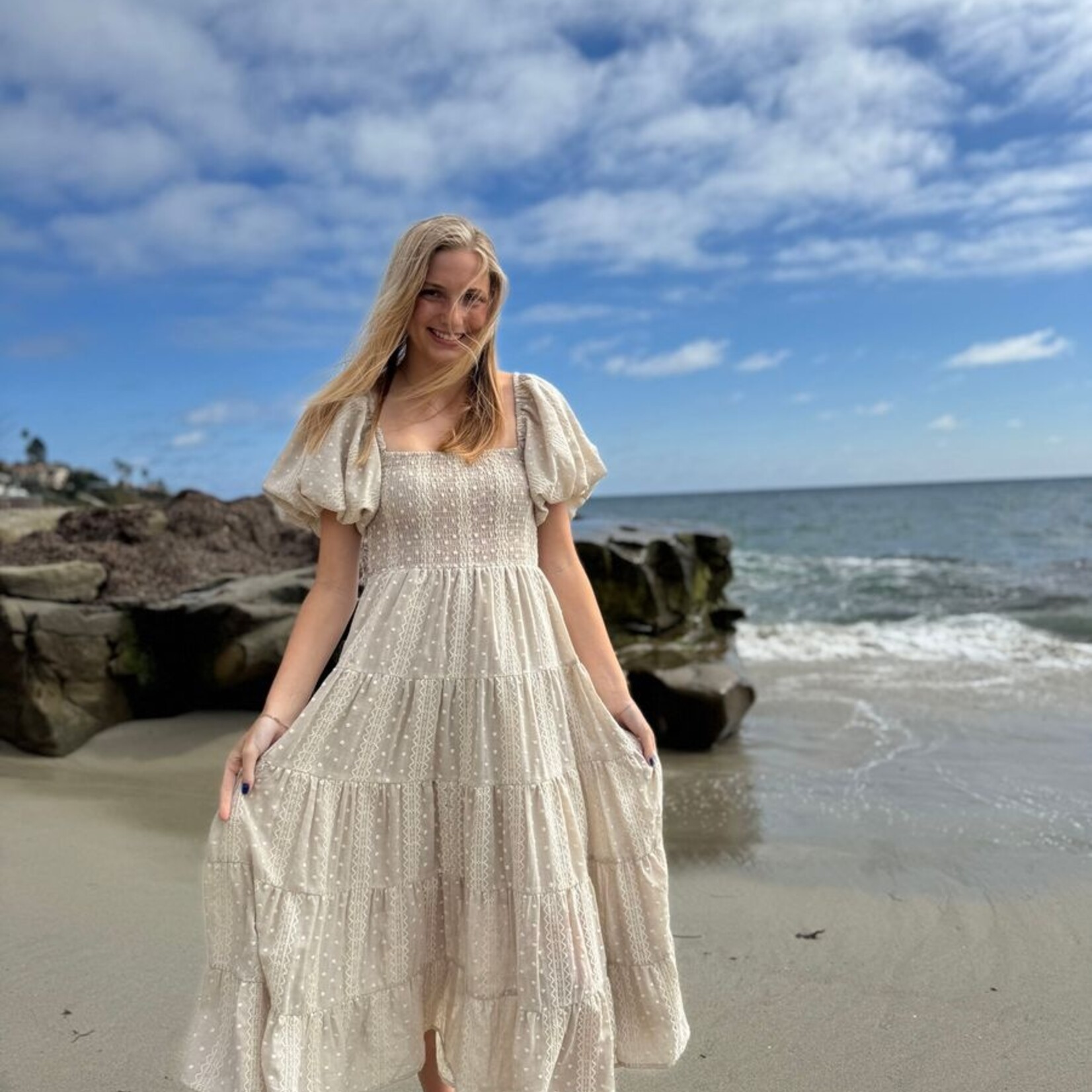 Vignette Oatmeal Embroidered Women's Beth Dress