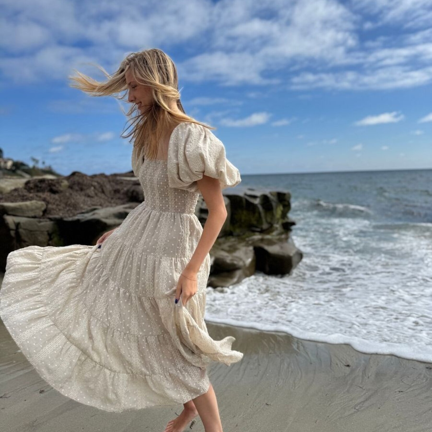 Vignette Oatmeal Embroidered Women's Beth Dress