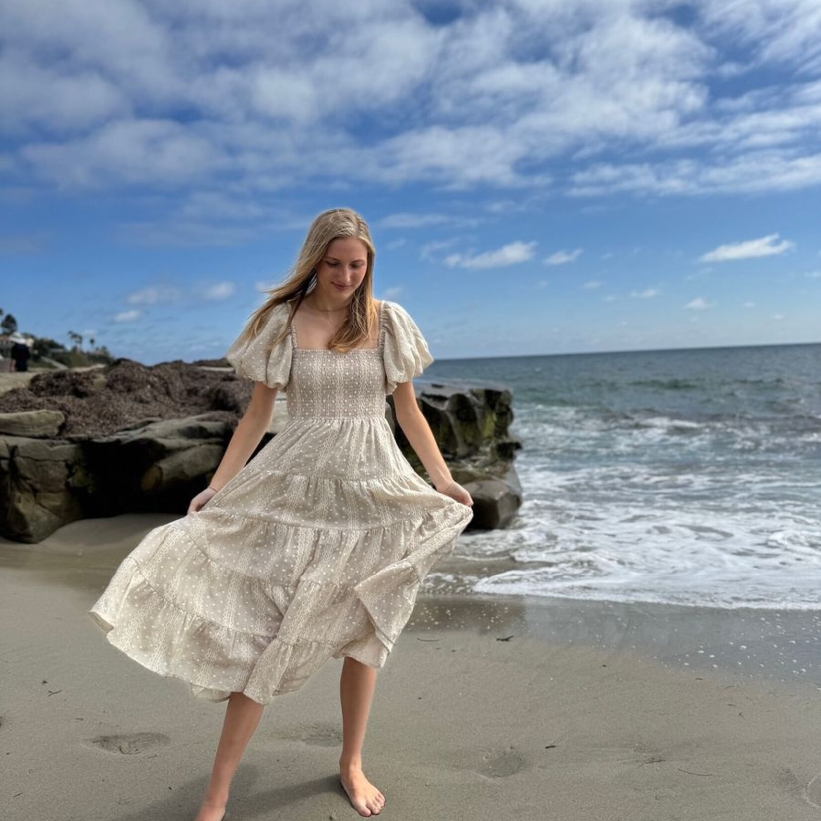 Vignette Oatmeal Embroidered Women's Beth Dress