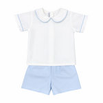 Sweet Dreams White & Blue Peter Pan Short Set