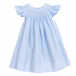 Sweet Dreams Pearl Smocked Blue Polka Dot Dress