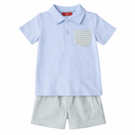 Millie Jay Blue & Green Polo Short Set