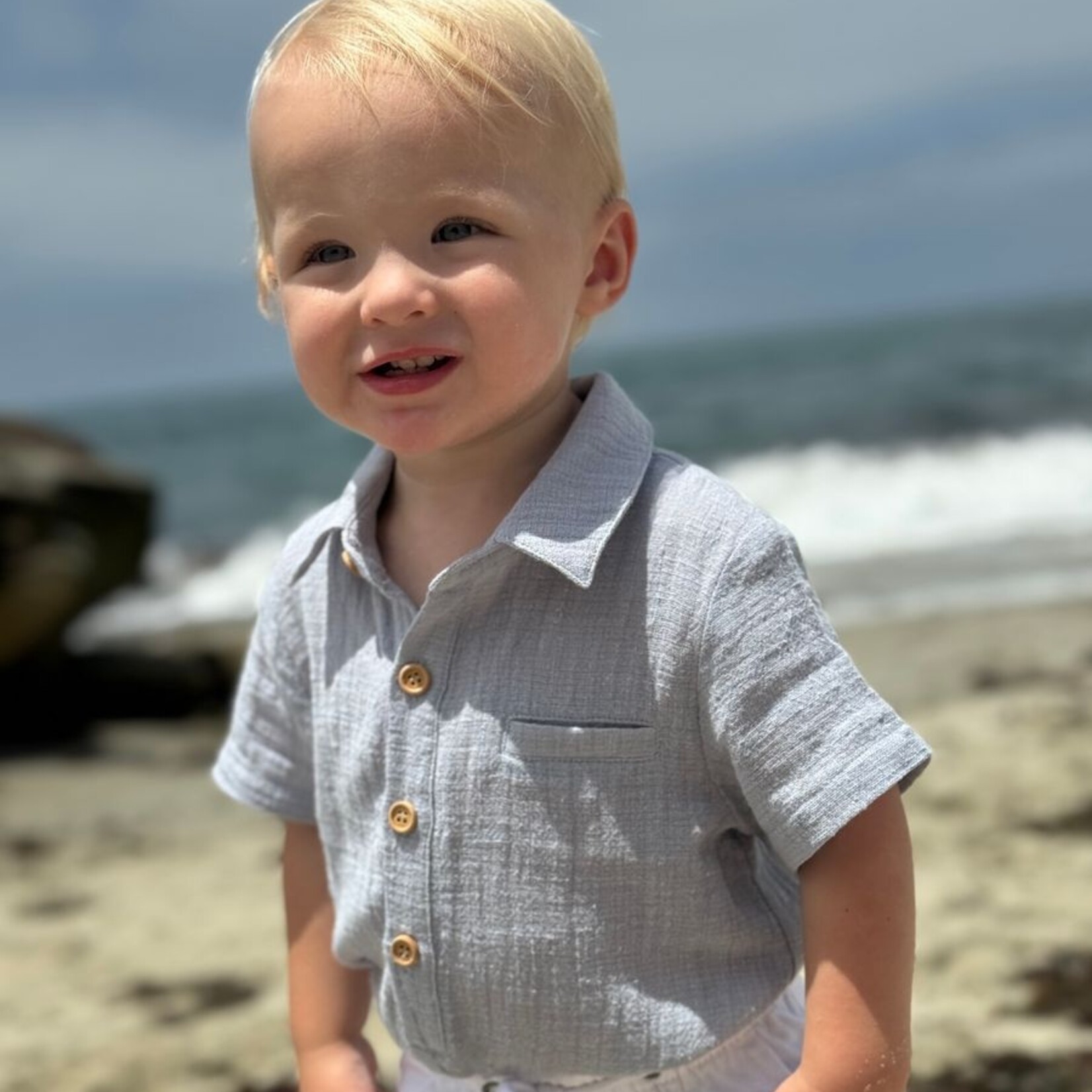 Me & Henry Grey Woven Helford Onesie