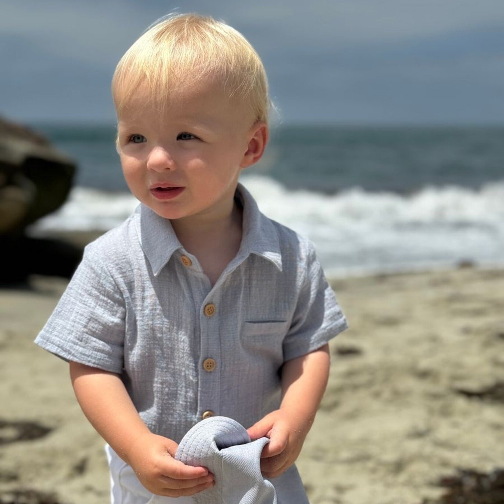 Me & Henry Grey Woven Helford Onesie