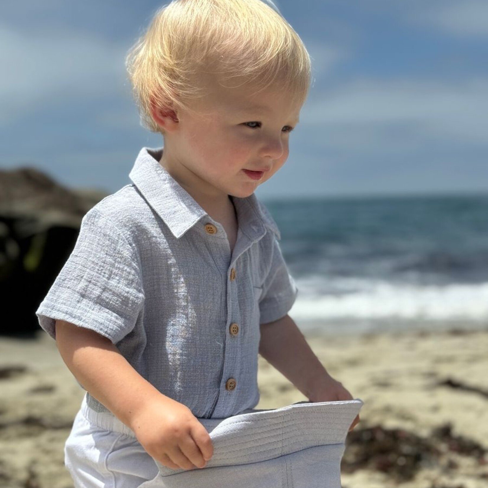 Me & Henry Grey Woven Helford Onesie