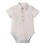 Me & Henry Cream Seersucker Woven Helford Onesie