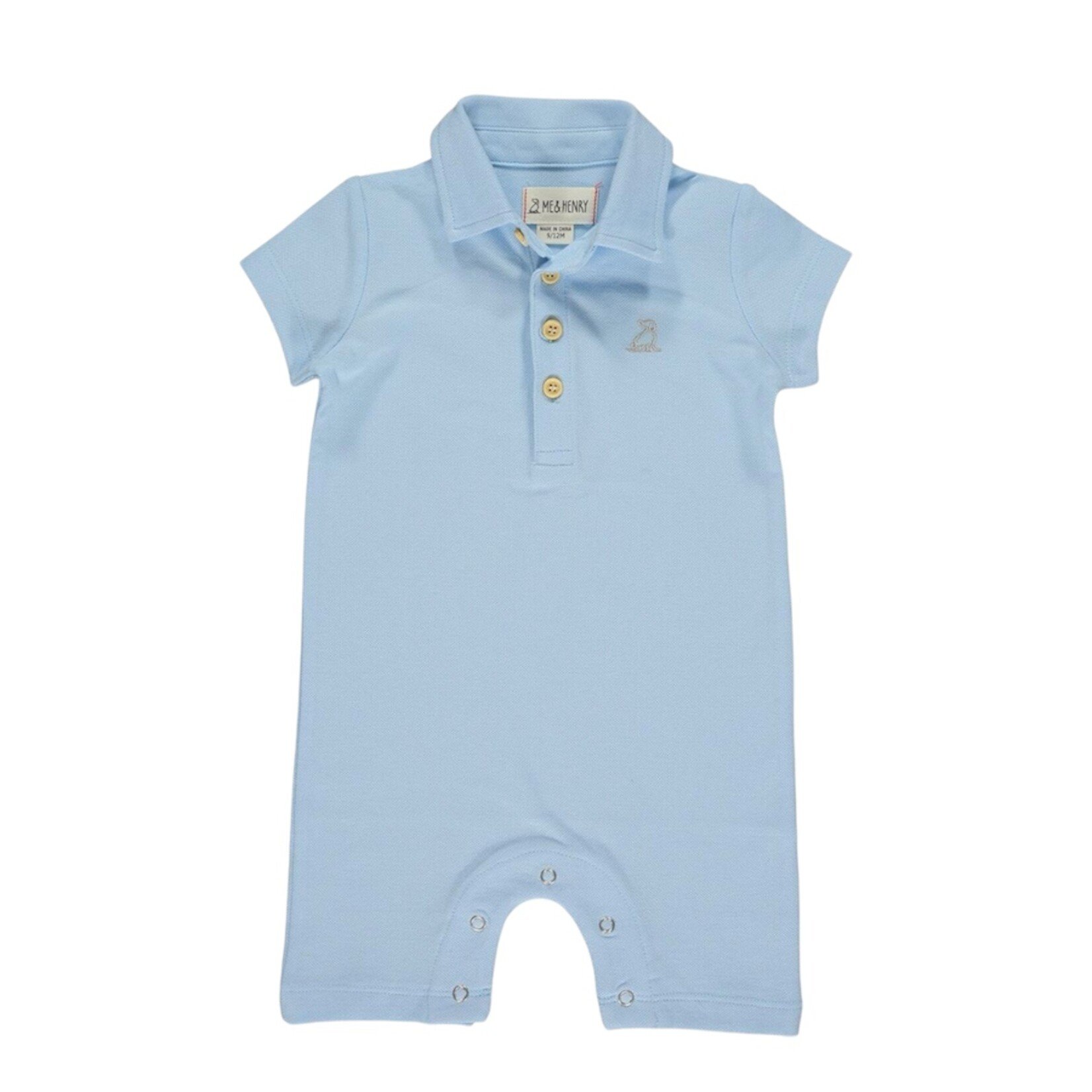 Me & Henry Pale Blue Pique Drift Romper