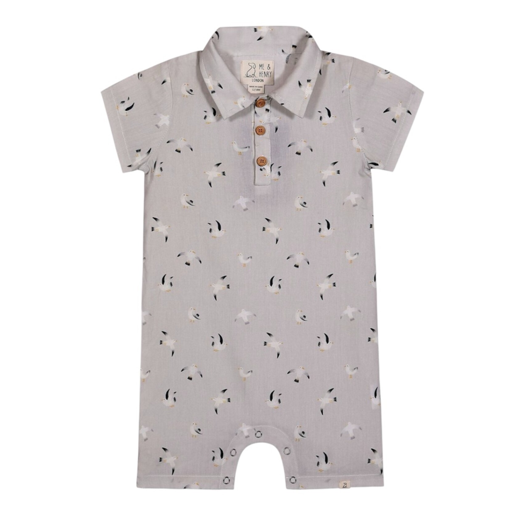 Me & Henry Grey Seagulls Molokai Romper