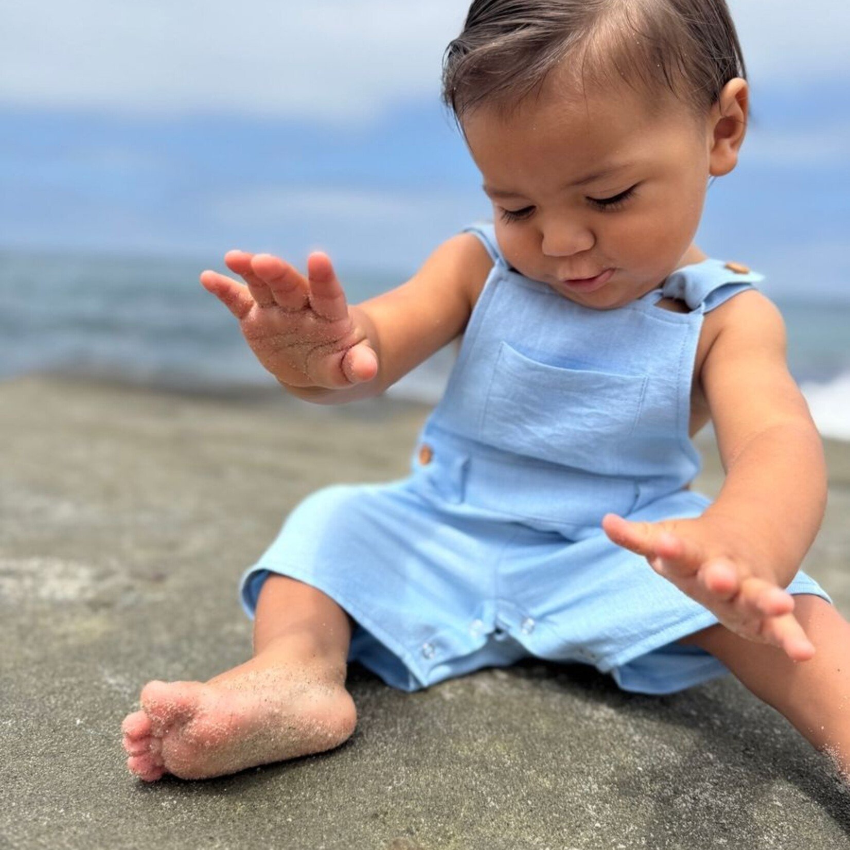 Me & Henry Pale Chambray Woven Overalls