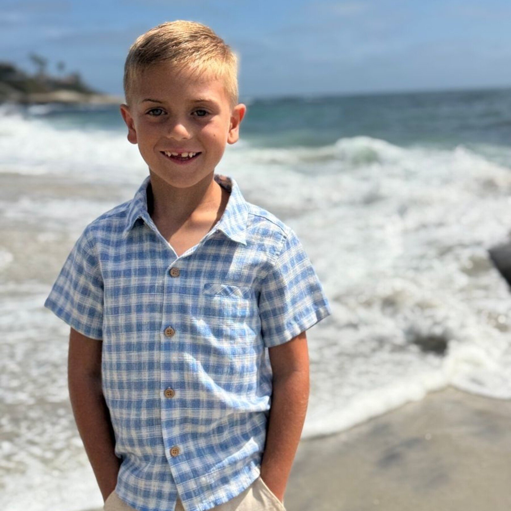 Me & Henry Blue & White Plaid Woven Newport Shirt