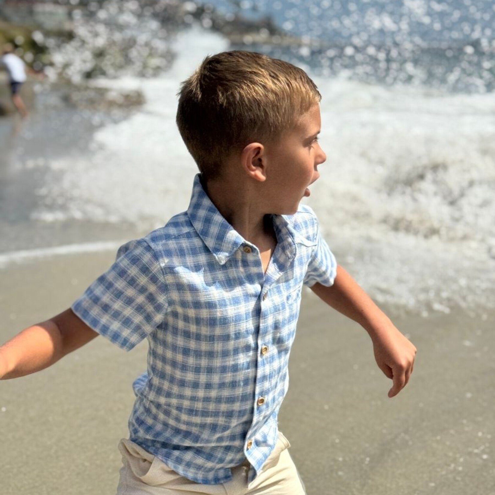 Me & Henry Blue & White Plaid Woven Newport Shirt