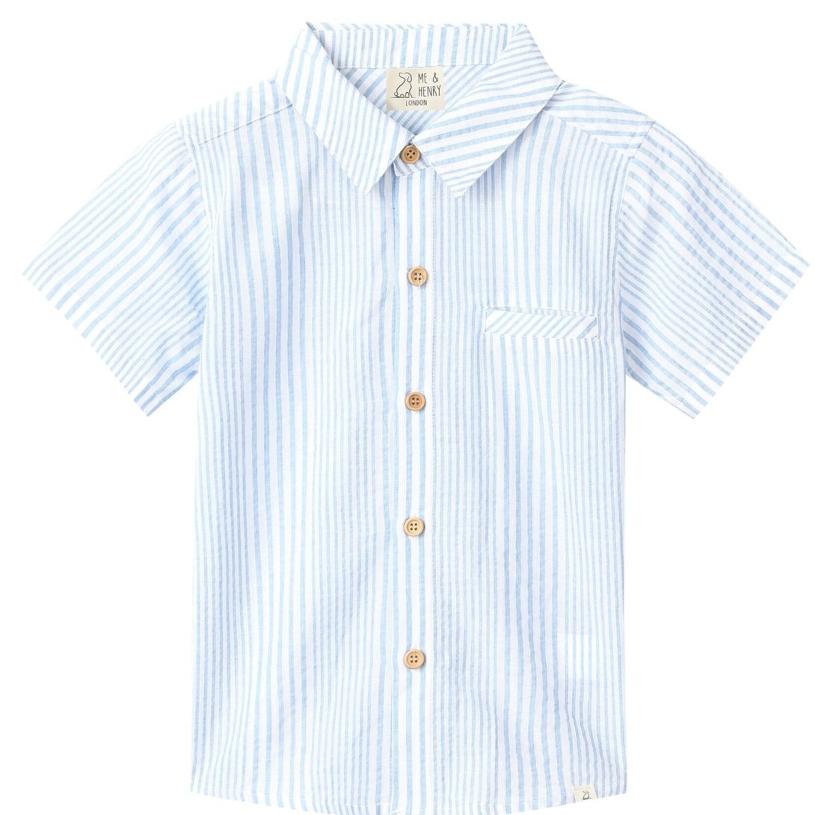 Me & Henry Pale Blue & White Stripe Woven Newport Shirt