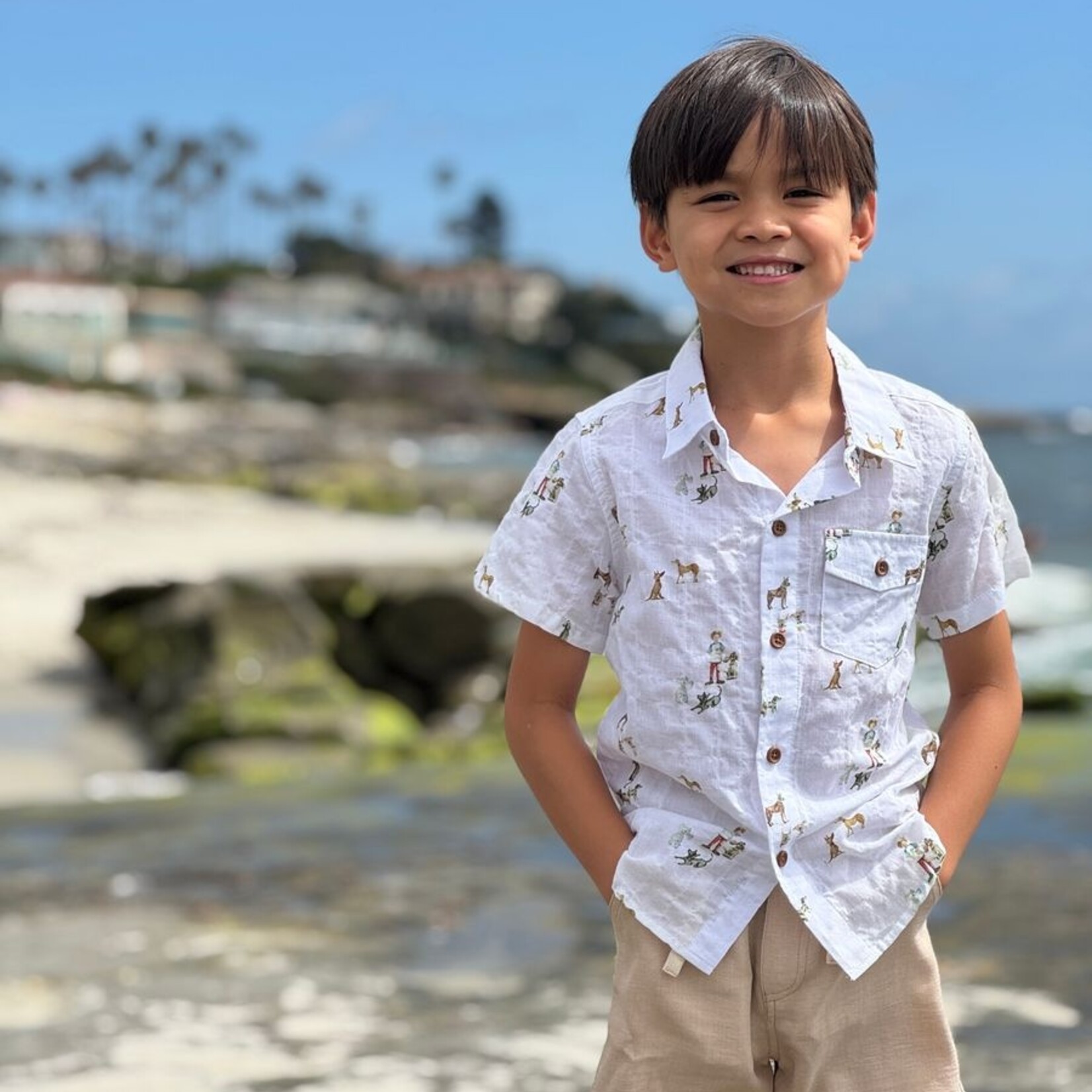 Me & Henry Beige Crew Woven Shorts