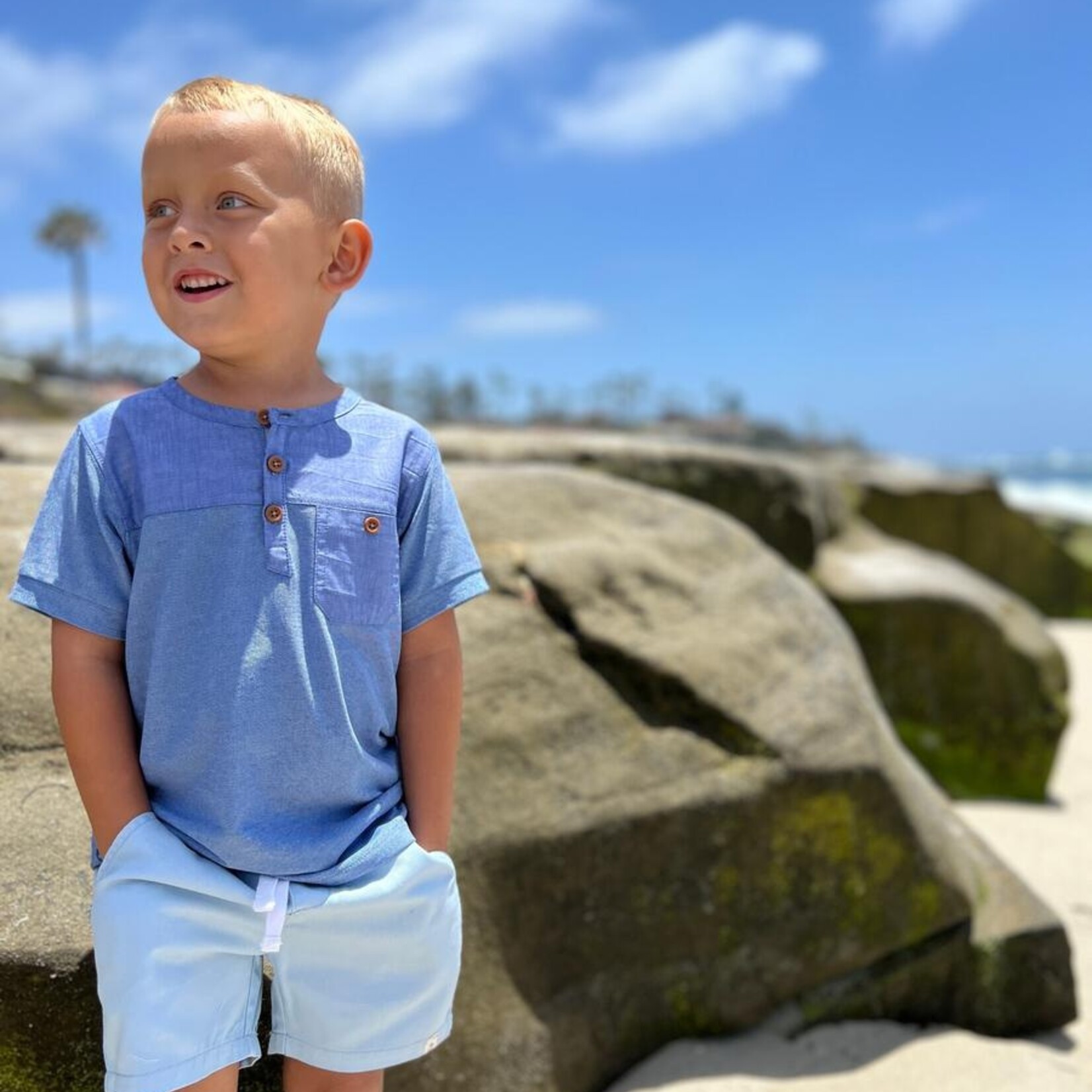 Me & Henry Pale Blue Hugo Twill Shorts