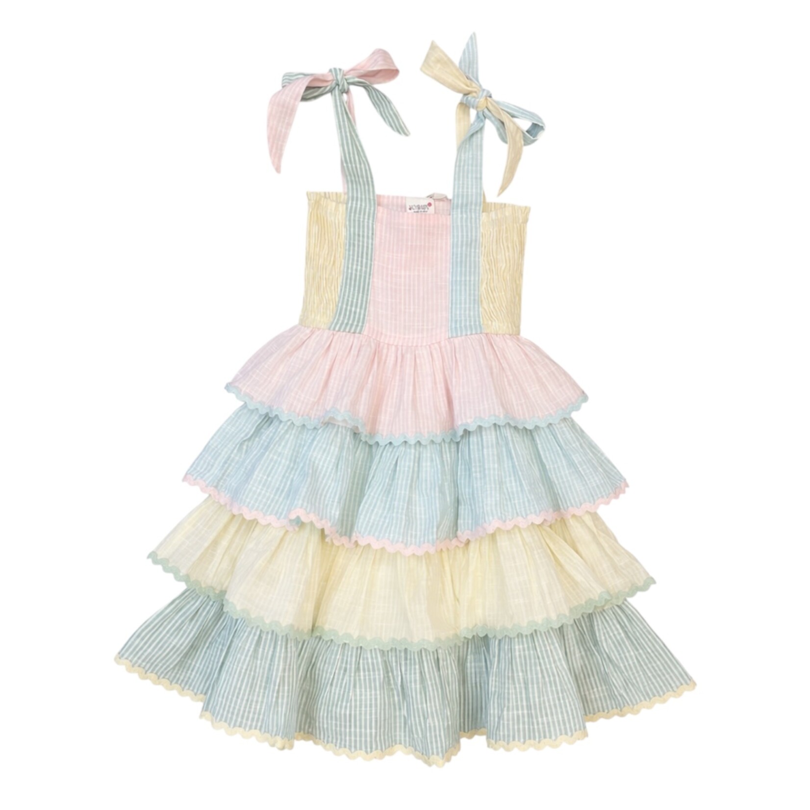 Yo Baby Pastel Ric Rac Tiered Dress