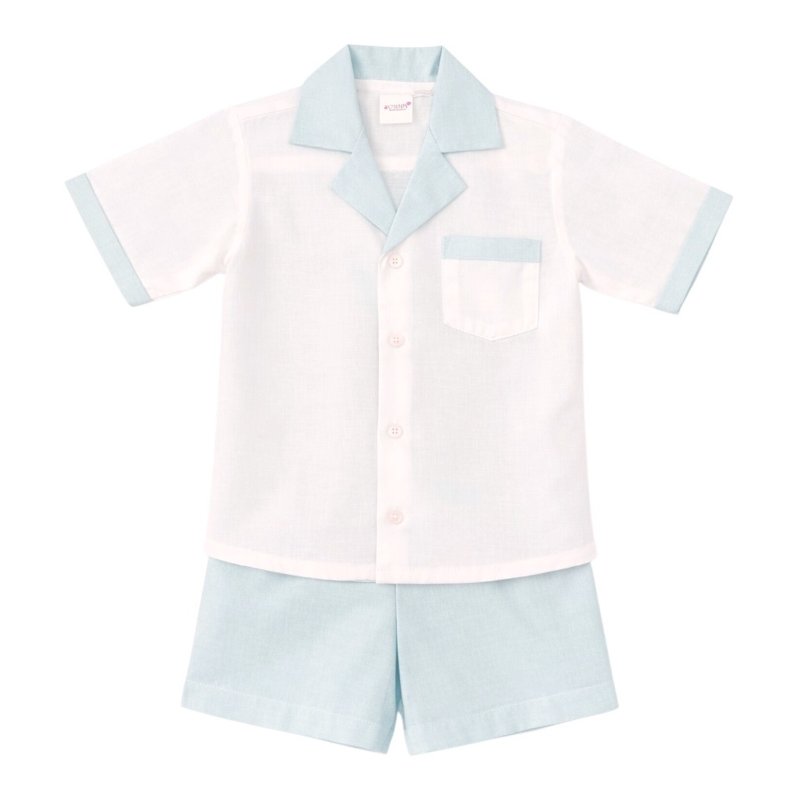 Yo Baby Blue Block Boys Short Set
