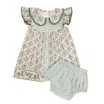 Yo Baby Blue & Green Floral Dress Set