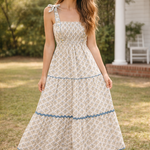 Yo Baby Blue Ric Rac Floral Women's Dress