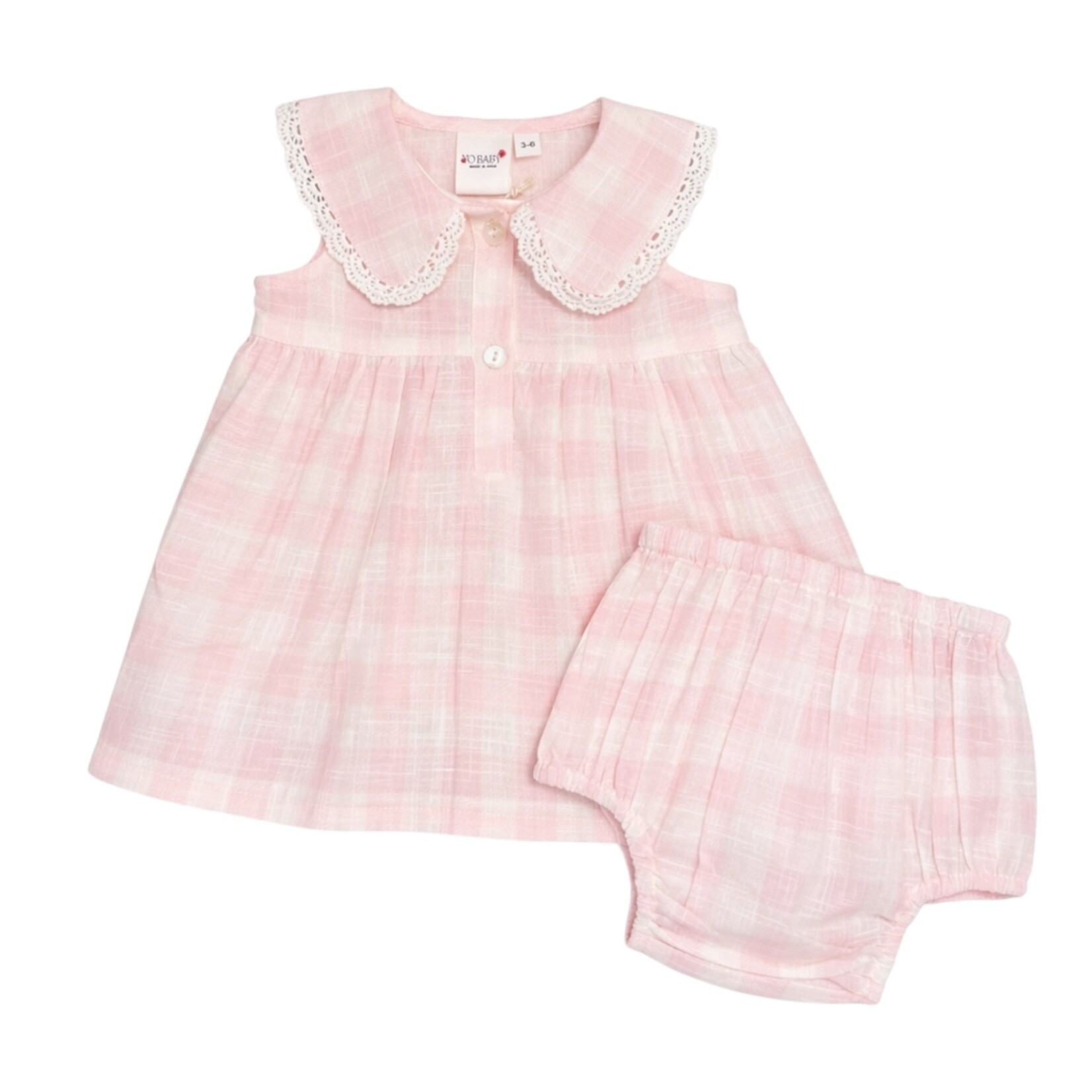 Yo Baby Pink Check Dress Set