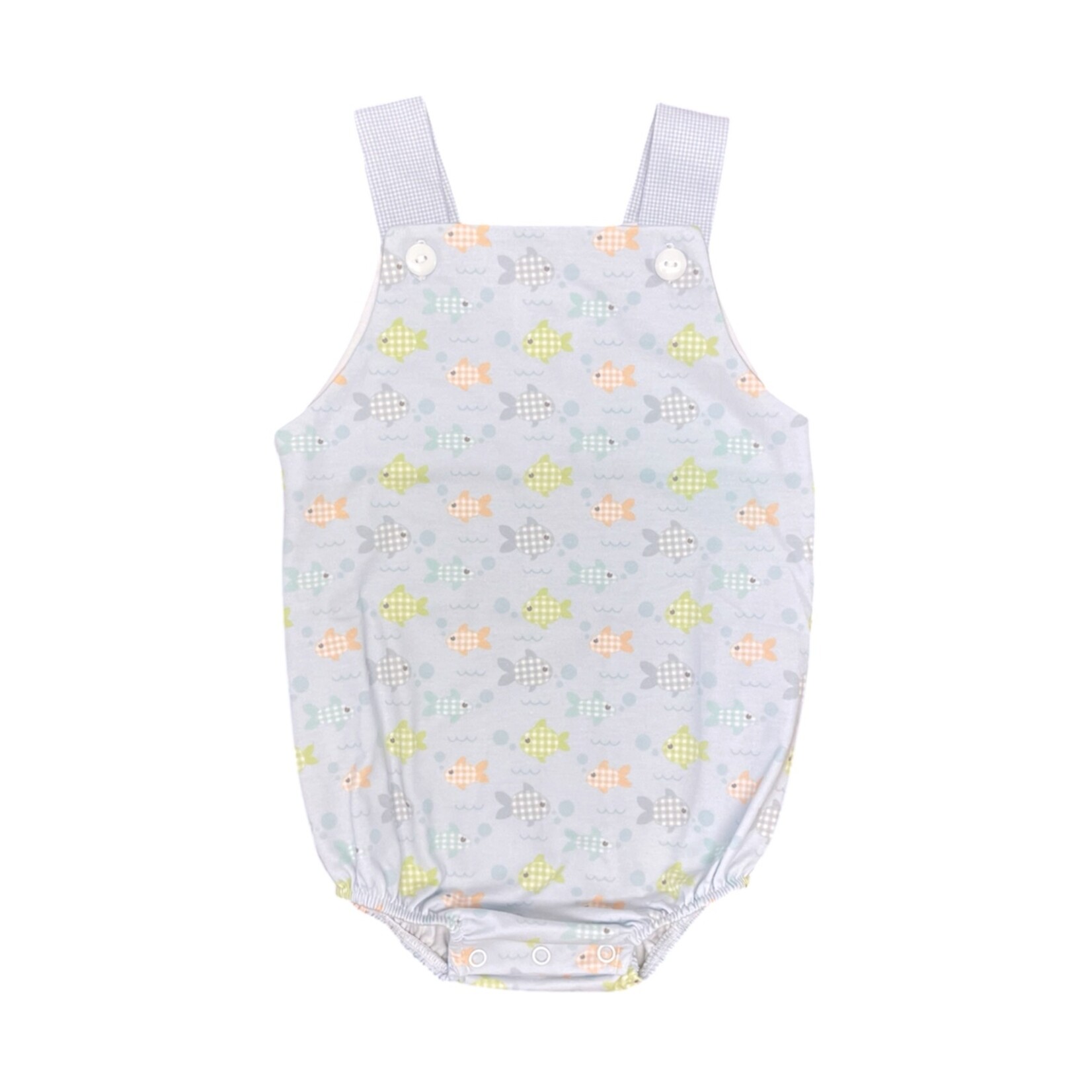 Alex & Nicole Little Gingham Fish Blue Bubble