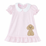 My Little Hoppers Pink Appliqued Golden Doodle Dress