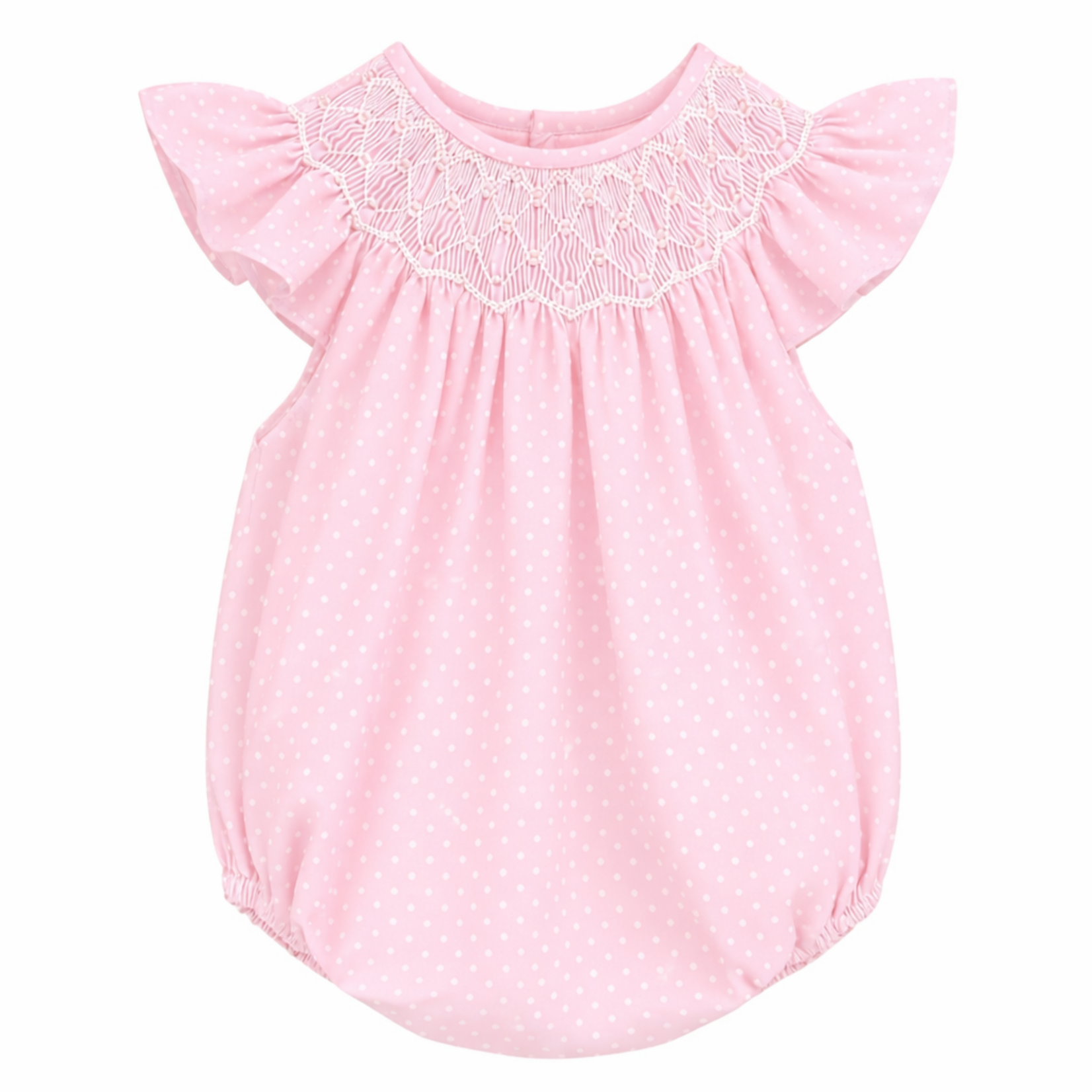 Sweet Dreams Pearl Smocked Pink Polka Dot Bubble
