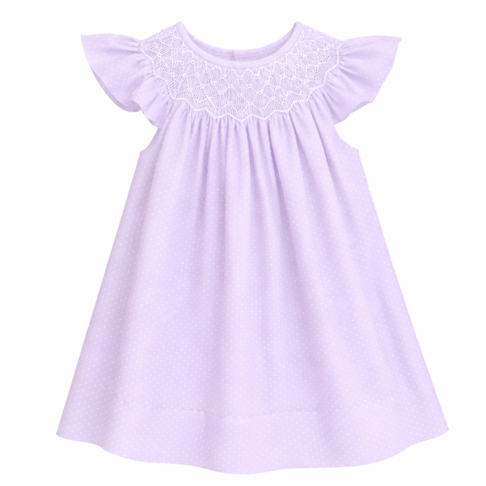 Sweet Dreams Pearl Smocked Purple Polka Dot Dress