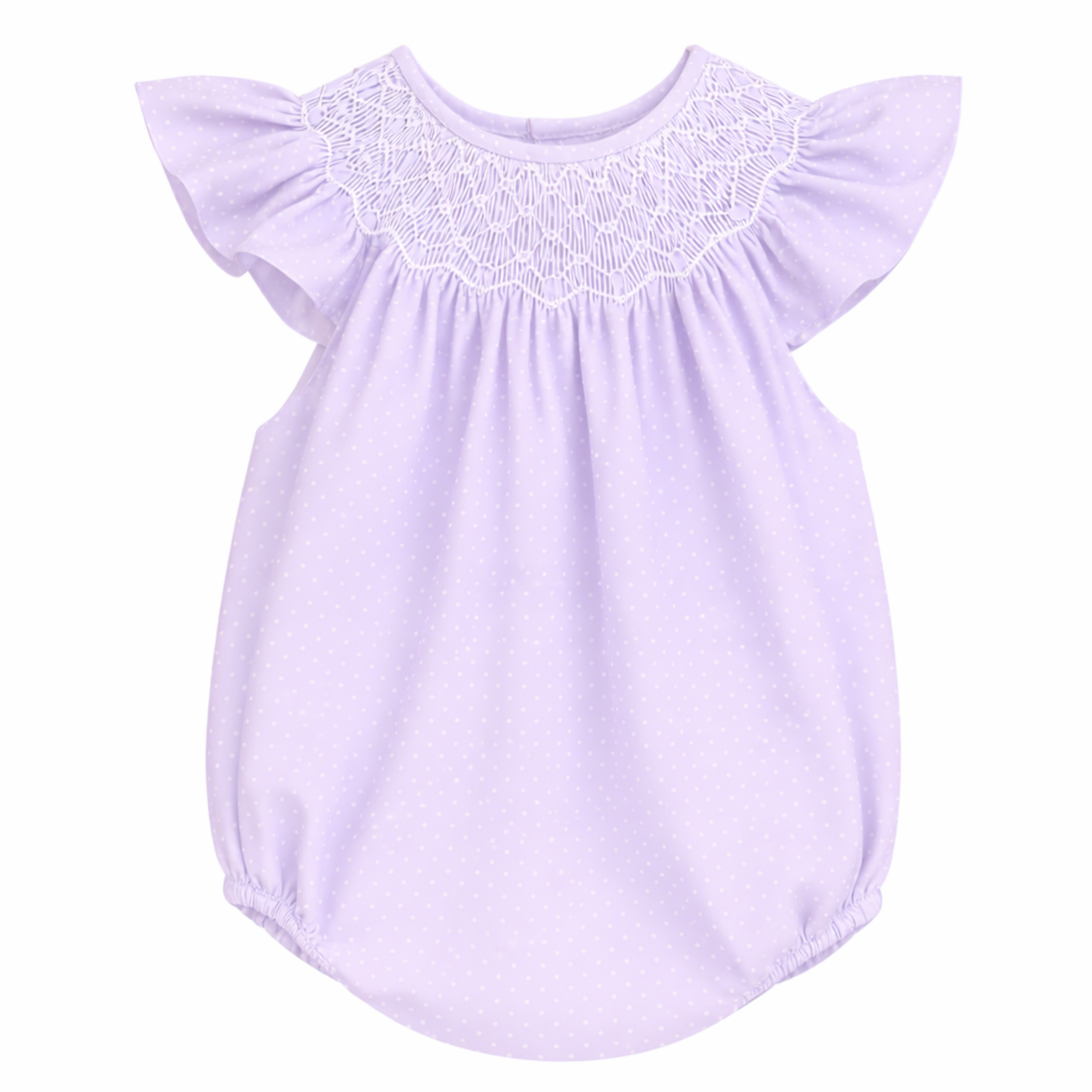 Sweet Dreams Pearl Smocked Purple Polka Dot Bubble