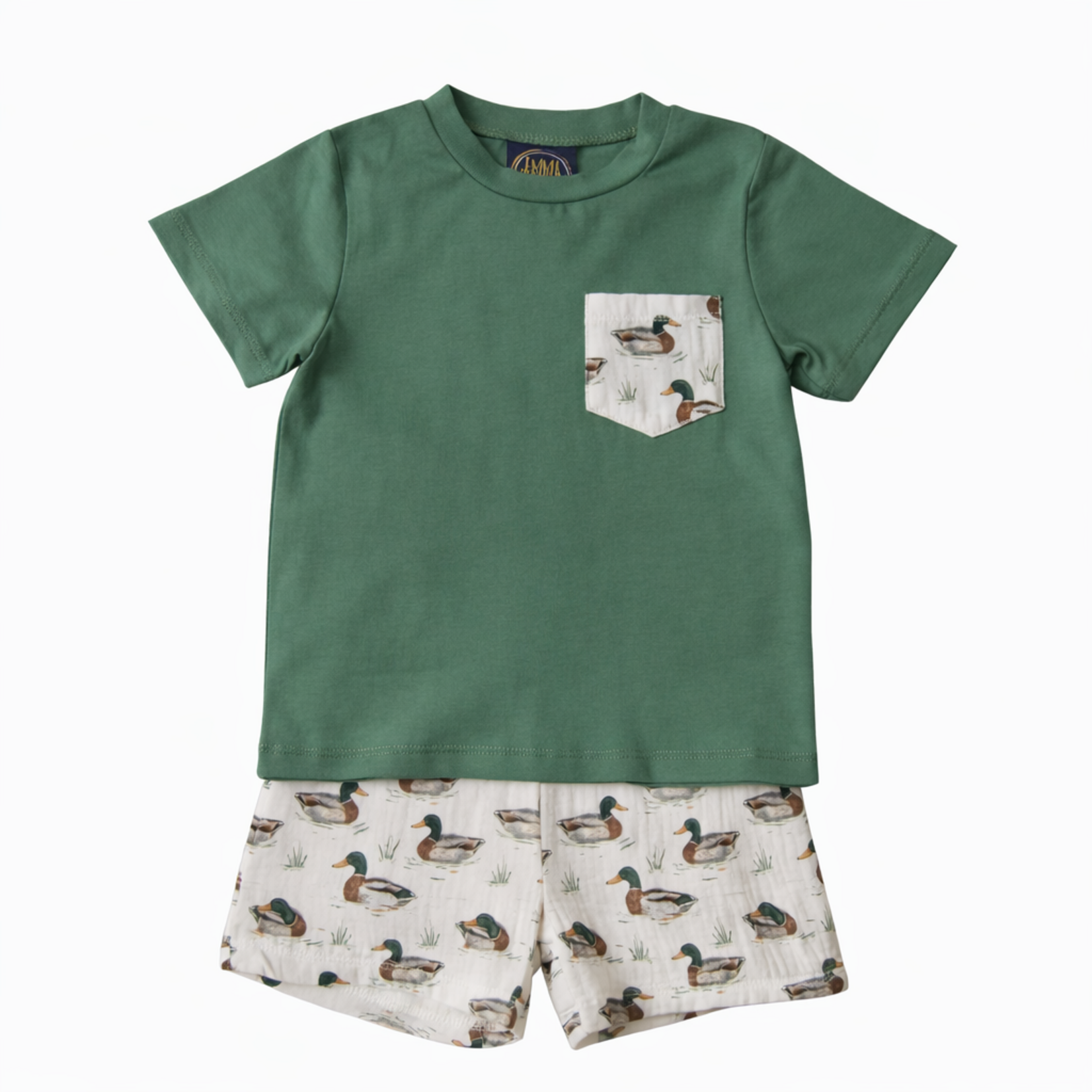 Emma Jean Green Mallard Duck Short Set