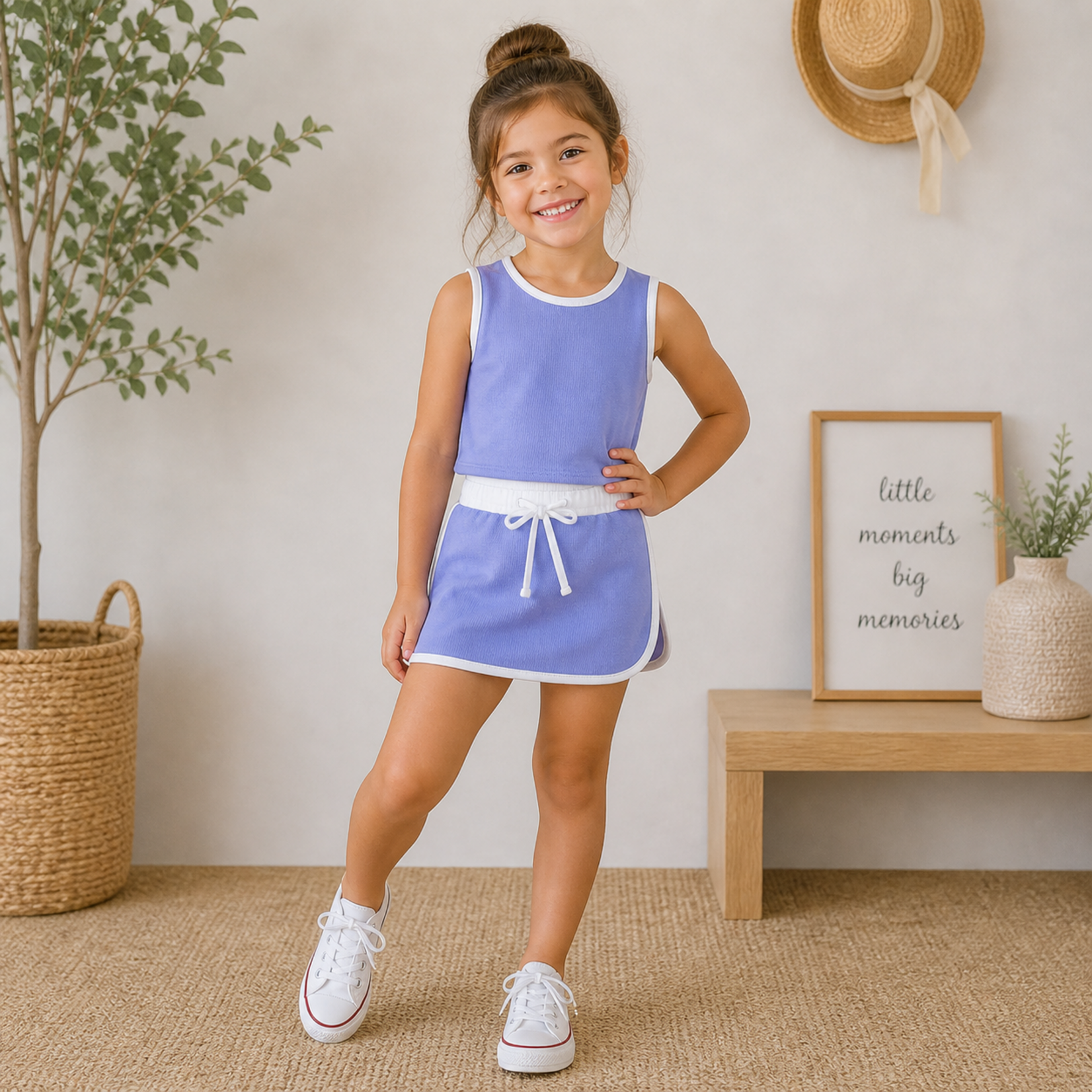 Millie Jay Periwinkle & White Aria Skort Set